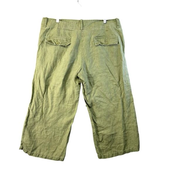 2005 y2k Tommy Hilfiger linen blend wide leg cargo crop pants size 12 roll up - Picture 8 of 16